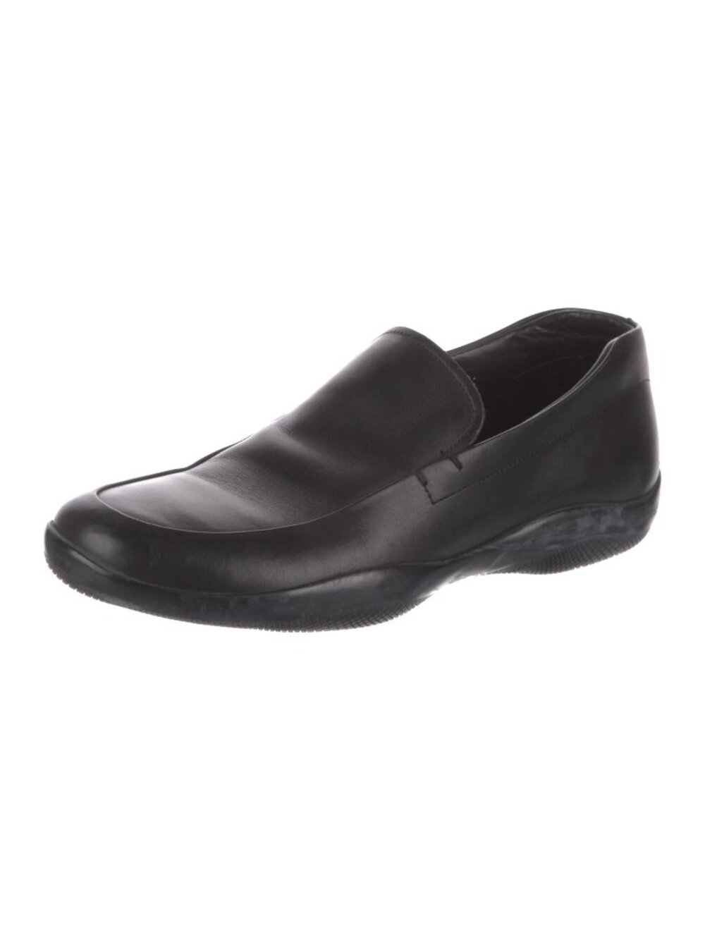 Prada Black Sport Vintage Leather Loafers Mens Size 10.5